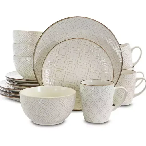 Cream Embossed 16-pc. Dinnerware Set