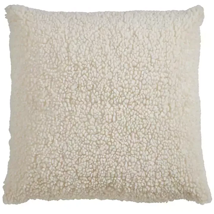 Cream Faux Lamb Fur Pillow