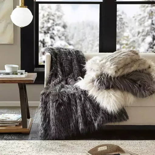 Cream Faux Mink Fluffy Throw