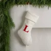 Cream Knit Monogram L Christmas Stocking