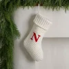 Cream Knit Monogram N Christmas Stocking