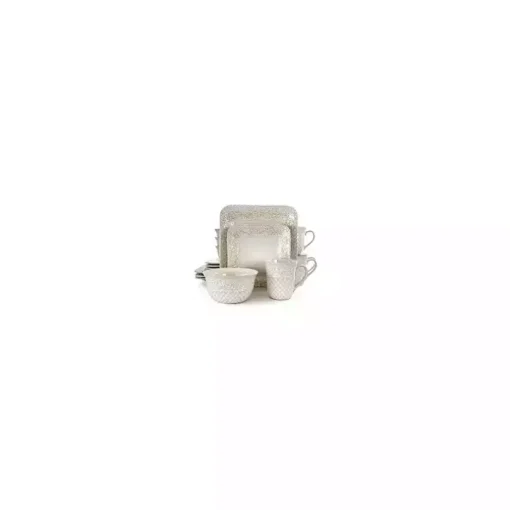 Cream Lotus Pattern 16-pc. Square Dinnerware Set