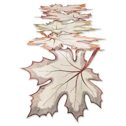 Cream Maple Leaves Embroidered Table Runner