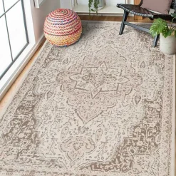Cream Medallion Area Rug, 5x8