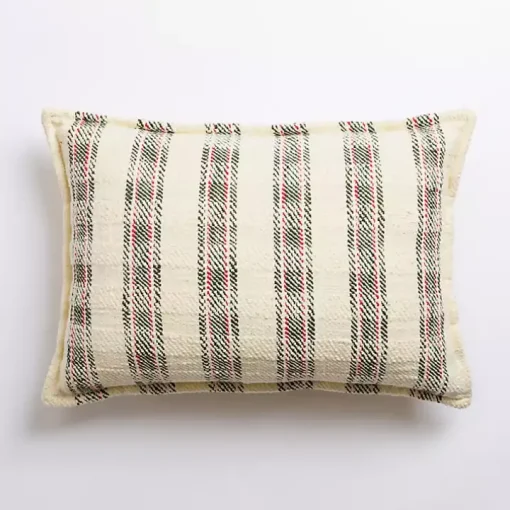 Cream Plaid Lumbar Christmas Pillow