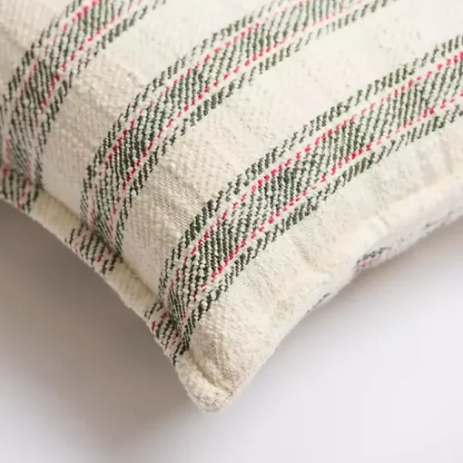Cream Plaid Lumbar Christmas Pillow