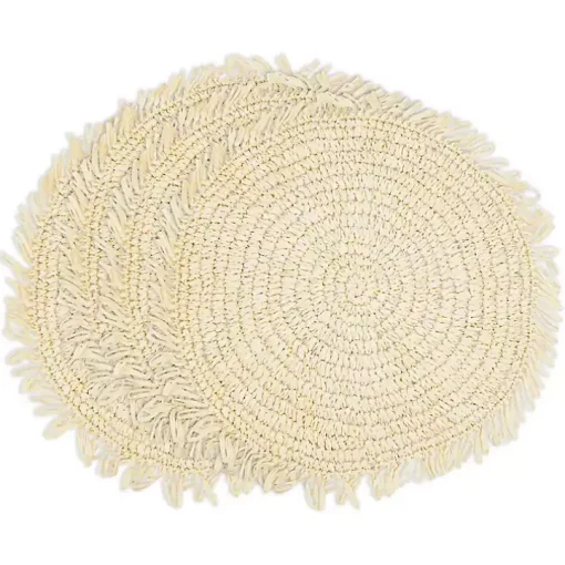 Cream Rustic Raffia Placemats, Set of 4