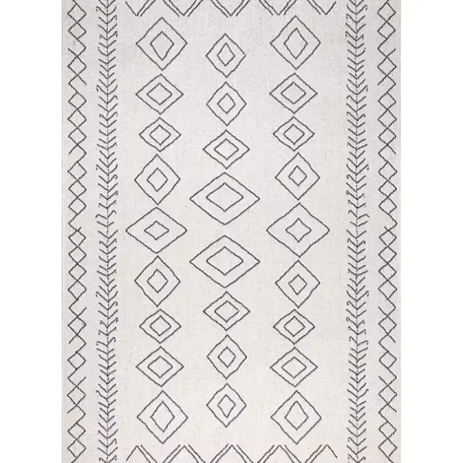 Cream Serna Tribal Outdoor Area Rug, 5x7