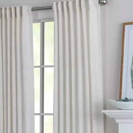 Cream Solid Pleated Single Curtain Panel, 84 in.