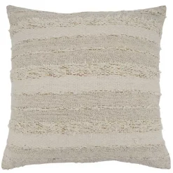 Cream Textured Stripes Decorative Throw Pillow