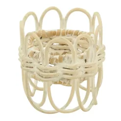 Cream Twisted Rattan Napkin Rings, Set of 4