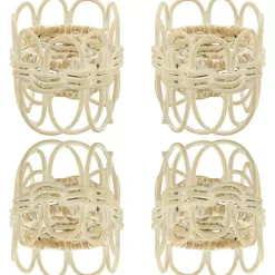 Cream Twisted Rattan Napkin Rings, Set of 4