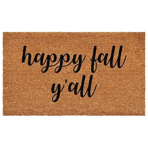 Cursive Happy Fall Y'all Coir Doormat, 24x36