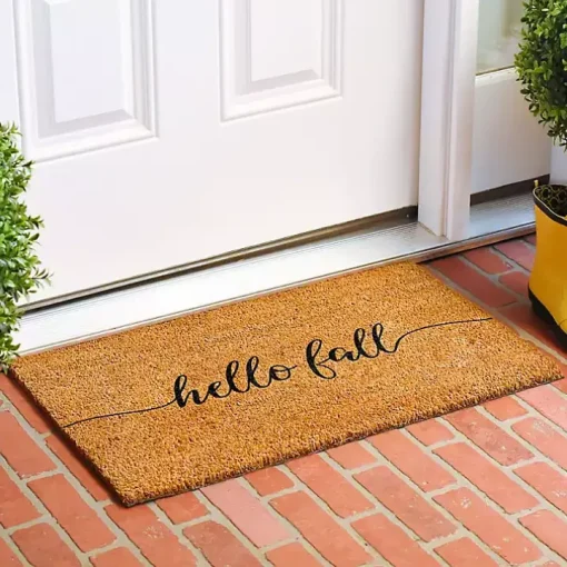 Cursive Hello Fall Coir Doormat, 24x36