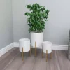 Daisy White Modern Iron Planters, Set of 3