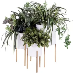 Daisy White Modern Iron Planters, Set of 3
