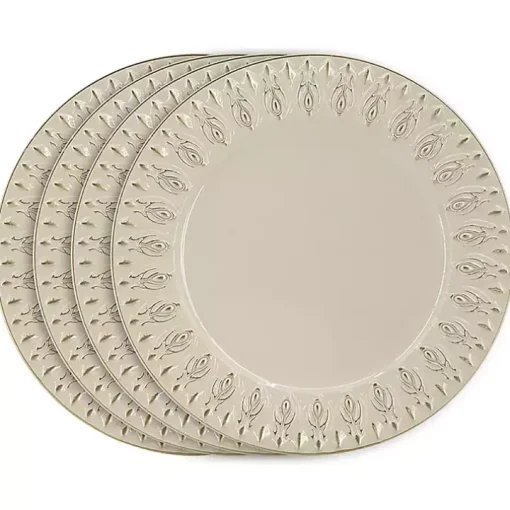 Dark Cream Plume Border Chargers, Set of 4