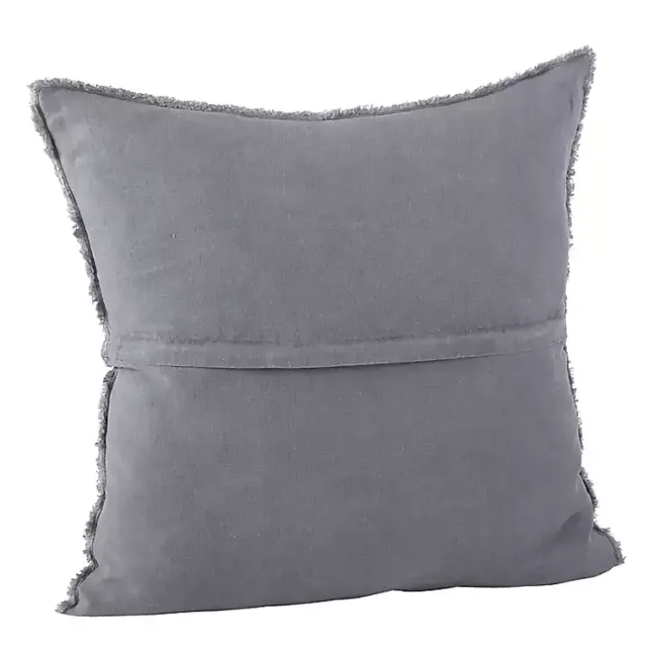 Dark Gray Fringed Edge Pillow