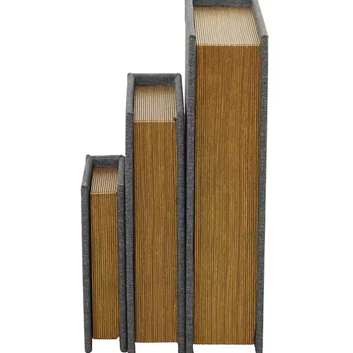 Dark Gray Linen Book Boxes, Set of 3