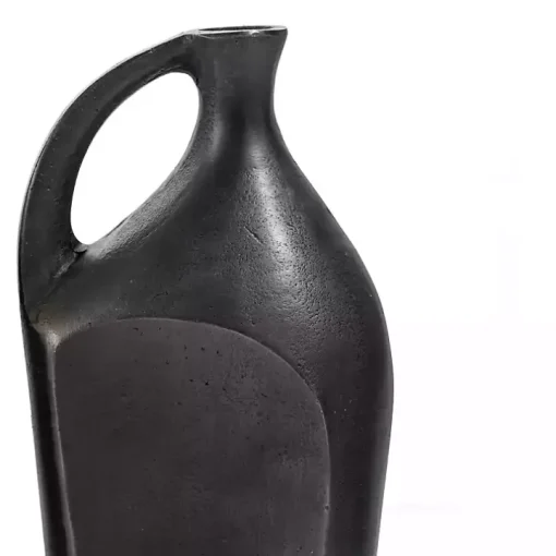 Dark Gray Metal Jug Vase, 14 in.