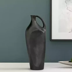 Dark Gray Metal Jug Vase, 14 in.