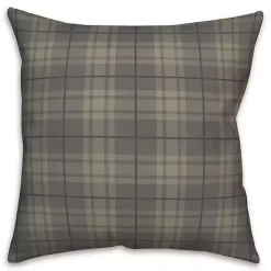 Dark Gray Plaid Indoor/Outdoor Pillow