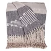 Dark Gray Slub Striped Tassel Throw