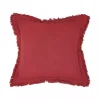 Dark Red Woven Fringe Edge Pillow