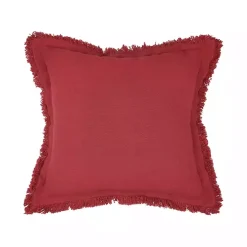 Dark Red Woven Fringe Edge Pillow