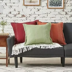 Dark Red Woven Fringe Edge Pillow