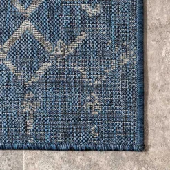 Davon Blue Moroccan Trellis Outdoor Rug, 5x8