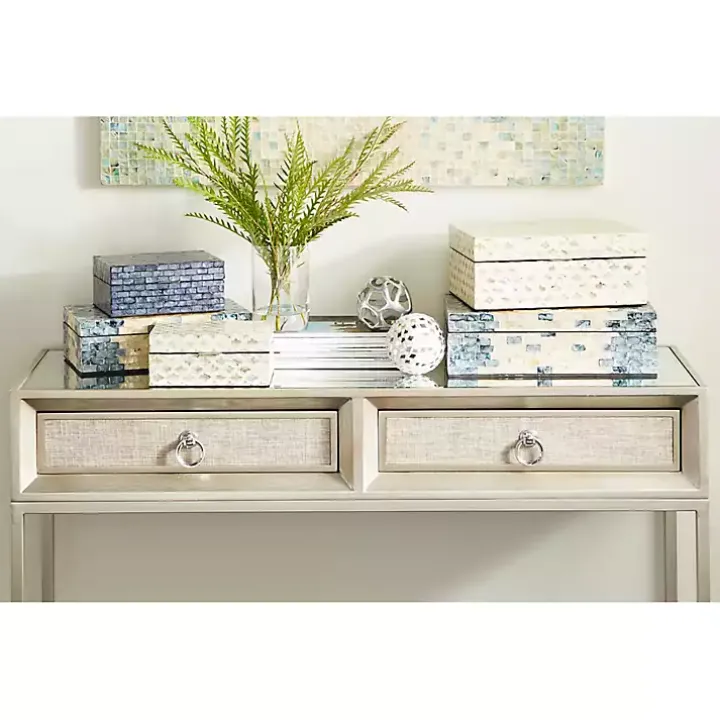 Decorative Mussel Shell Wood Boxes, Set of 2