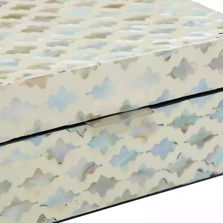 Decorative Mussel Shell Wood Boxes, Set of 2