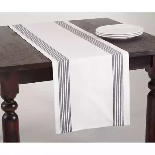 Deep Blue Striped Border Table Runner