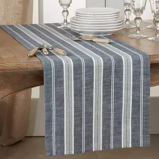 Deep Blue Thin Striped Table Runner