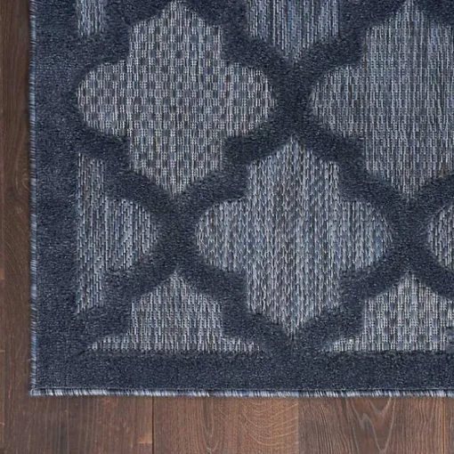 Deep Navy Trellis Outdoor Area Rug, 4x6