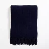 Denim Blue Chenille Ribbed Throw