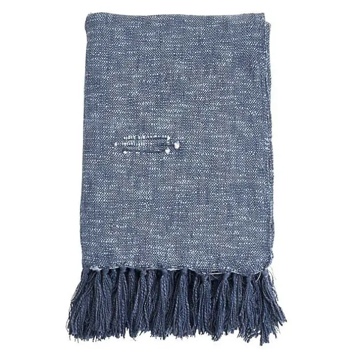 Denim Blue with Fringe Throw Blanket