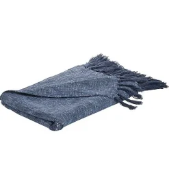 Denim Blue with Fringe Throw Blanket