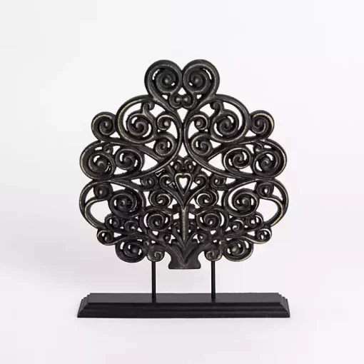 Distressed Black Scroll Statuette