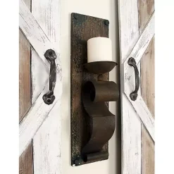 Distressed Brown Wood Wall Sconces, Set of 2