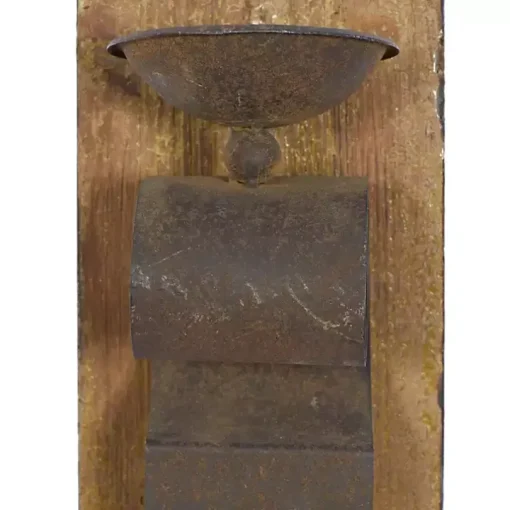 Distressed Brown Wood Wall Sconces, Set of 2