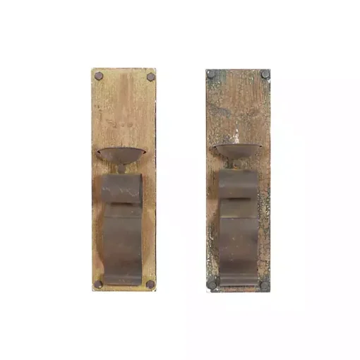 Distressed Brown Wood Wall Sconces, Set of 2