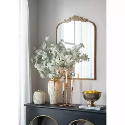 Distressed Gray Vase with Gold Splatter, 8 in.