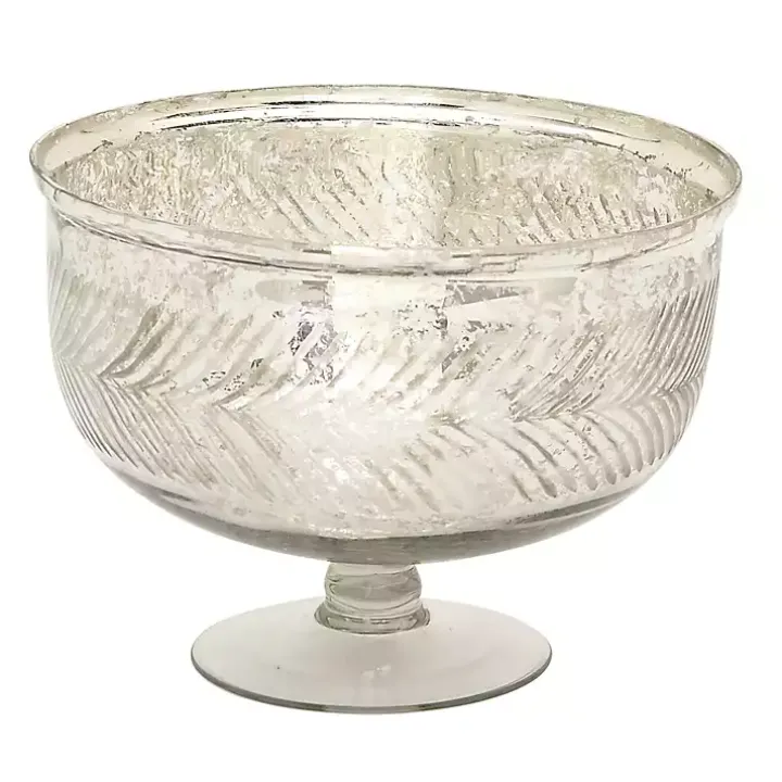 Distressed Silver Glass Pedestal Bowl