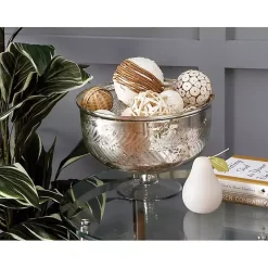 Distressed Silver Glass Pedestal Bowl