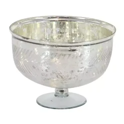 Distressed Silver Glass Pedestal Bowl