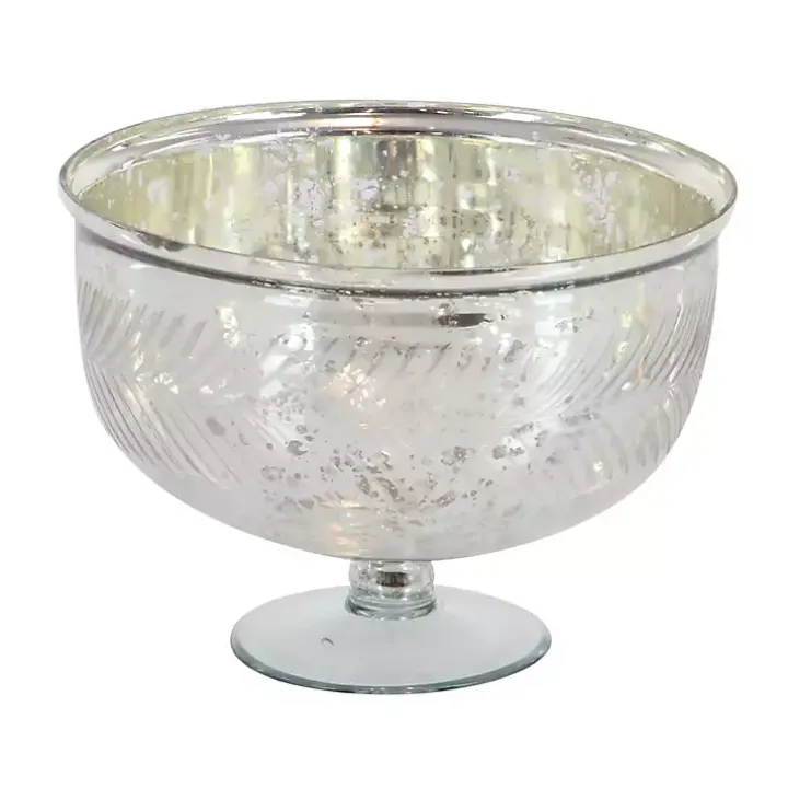 Distressed Silver Glass Pedestal Bowl