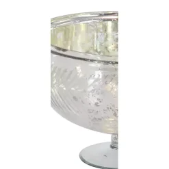 Distressed Silver Glass Pedestal Bowl