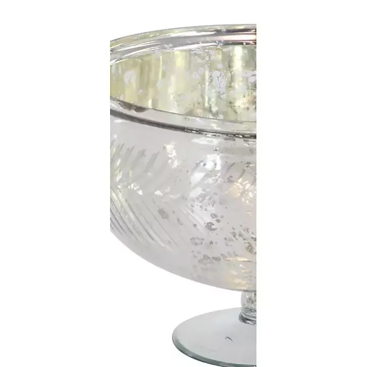 Distressed Silver Glass Pedestal Bowl